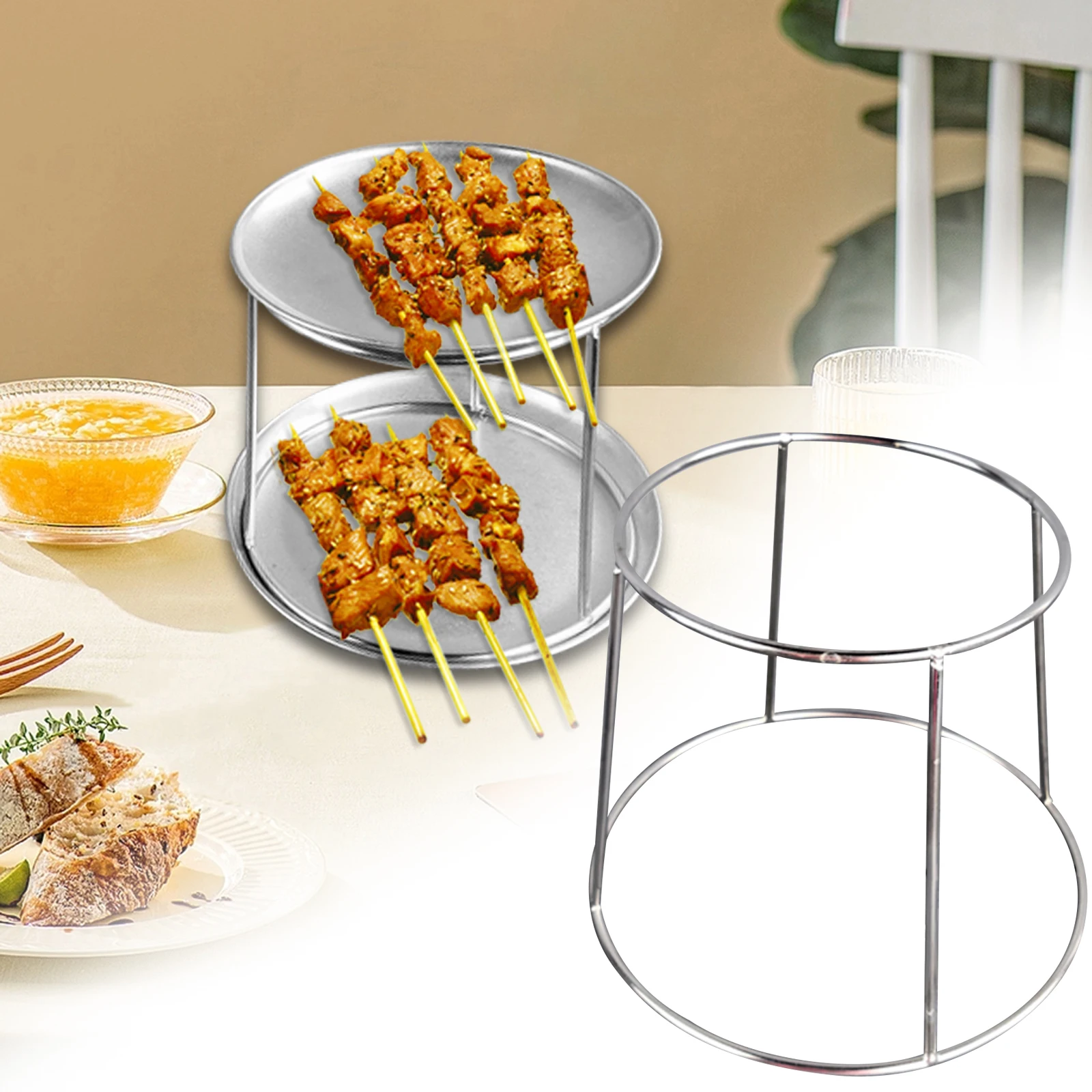 صينية تقديم الطعام الناهض ، حامل خفيف الوزن ، متعدد الأغراض ، 2 الطبقة ، رف صينية المأكولات البحرية لتناول وجبة خفيفة ، بيتزا ، حلوى ، كب كيك ، مقهى #2