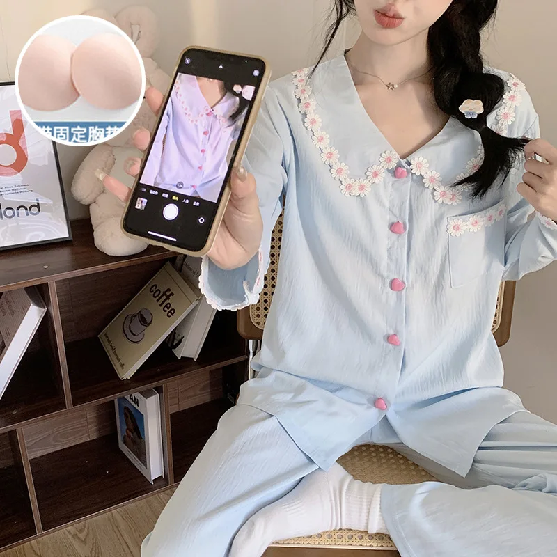 

Pjs Set with Padded Cups Women's Pajama Set Women's Warm Winter Pajama Fashionable Home Clothes Pajamas Cute and Soft Pajama Set