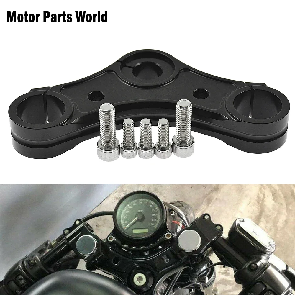 

Motorcycle Black Top Triple Clamps w/Riser Holes Billet Aluminum Fit For Harley Sportster XL 883 2004-2014 2015 2016