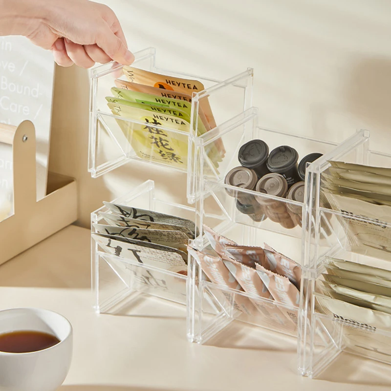 1pc Stackable Tea Bags Coffee Bags Storage Box Multifunctional Desktop Organizer Jewelry Storage Case Small Container