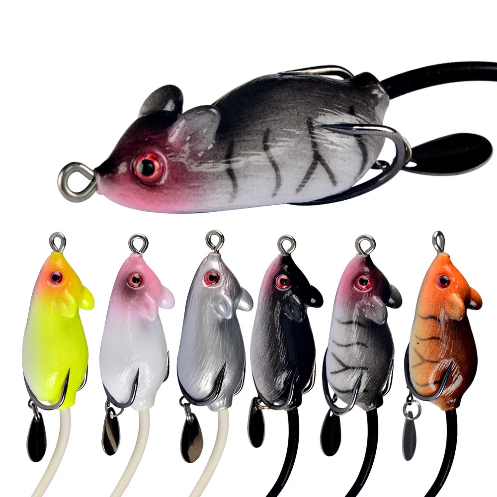 3D Eyes Soft Mouse Bait Bells Sound 5.5/6cm 10.5/11.5g Fishing Lure Frog Silicon Artificial Set Sea Swim Bait Fishing Tackle