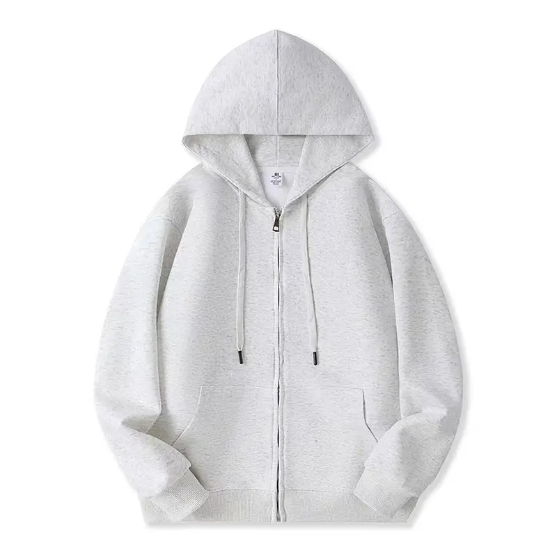 Korean Lazy Style Gray Hooded Sweatshirt Women's Autumn and Winter Fleece Thickened Lazy Loose Cardigan Zipper Jacket Top