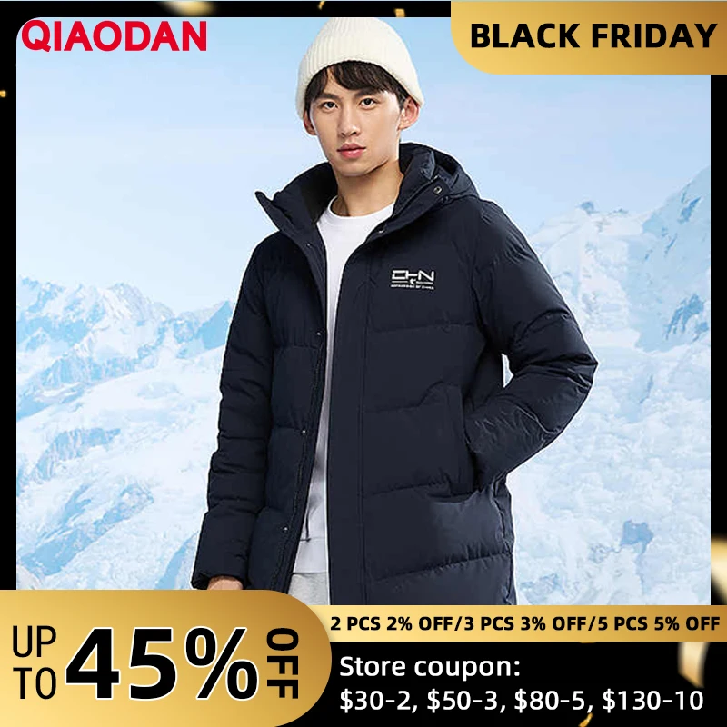 

QIAODAN Quilt Men's Women Five Anti-cold Long Down Jacket 2025 Winter New Warm Windproof Anti-static Camping Jacket QXEGM3244006
