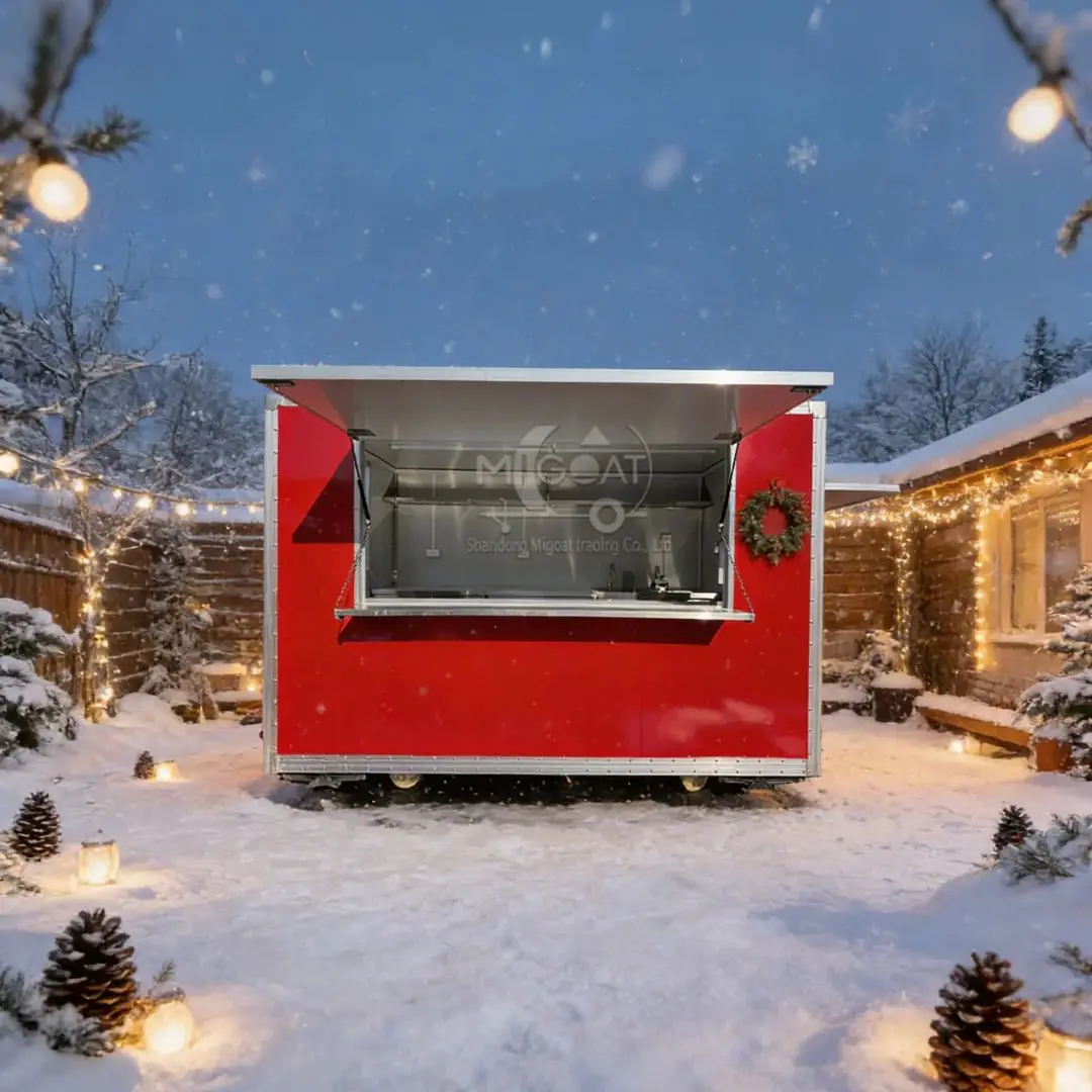 Vintage Red Food Truck String Lights Outdoor Party Festival Catering Trailer Mobile Kitchen for Events