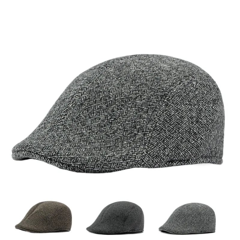 

Cross-border Hat Autumn And Winter Thickened Warm Middle-aged And Elderly Peaked Cap British Retro Woolen Advance Hats Dad's Hat