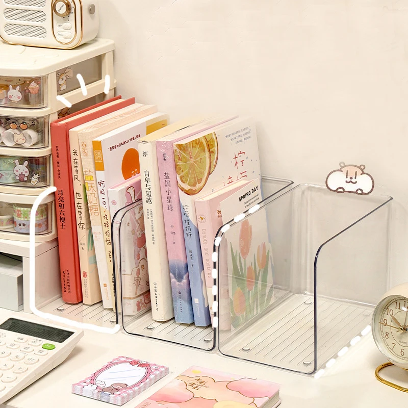 Soporte de acrílico portátil para libros, estantería de combinación libre transparente, carpeta de libros en forma de U, estante de almacenamiento de escritorio para el hogar y la Oficina