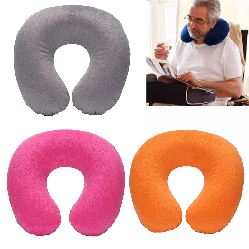 U-shaped Travel pillow, Car Aviation Flight Office Inflatable Neck pillow, Short Sewing Cover, PVC Support Head Support