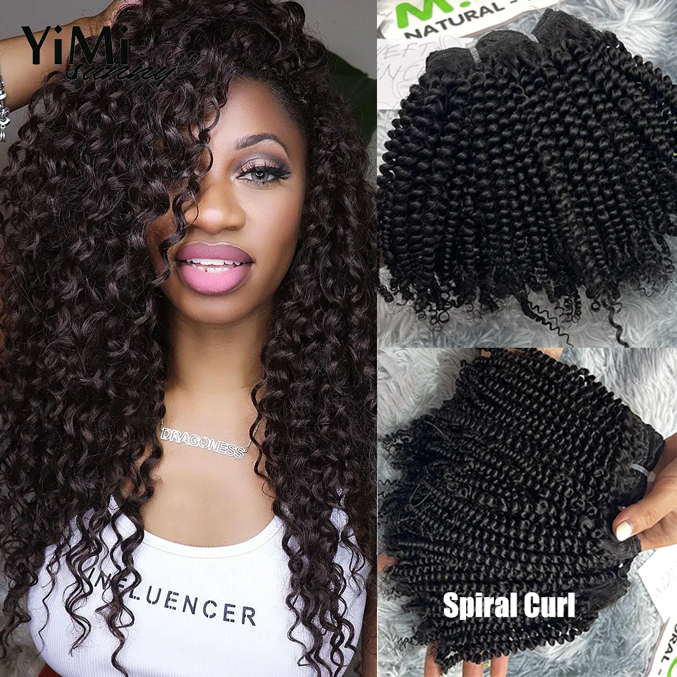 Spiral Curl Human Hair Bundles Remy Intalian Curl Human Hair Weft For Women Wholesale Burmese Curl Extension Full Head Yimisunny