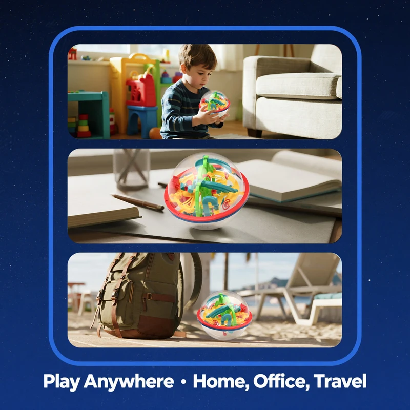 Zabawka 3D Puzzle Ball Gra Logiczna dla Dzieci Stalowa Torba z Kulami Labirynt Kulowy Gra 3D z 100 Przeszkodami Prezent Urodzinowy dla Chłopców i Dziewczynek