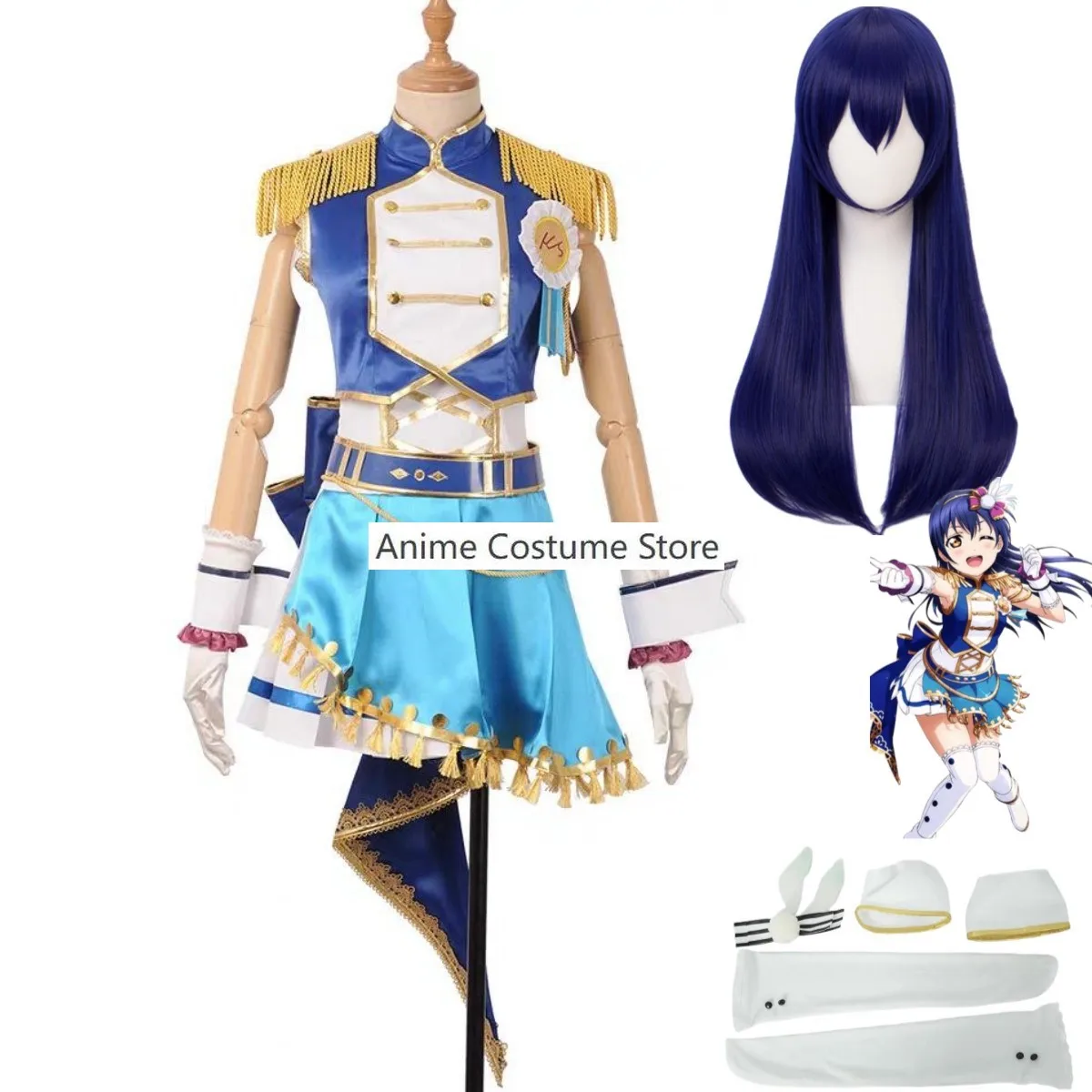 Anime Lovelive Snow Halation Sonoda Umi Cosplay Costume 6th Anniversary Wig Dress Uniform Full Set Woman Sexy Kawaii Party Suit