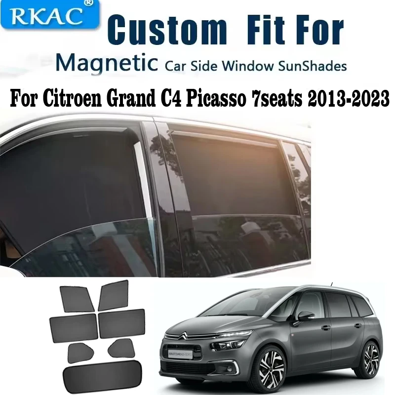 CUSTOM FIT Magnetic Car rear Windows Sun Shades Cover Mesh car curtain Sun visor Anti-UV For Citroen Grand C4 Picasso 7seats