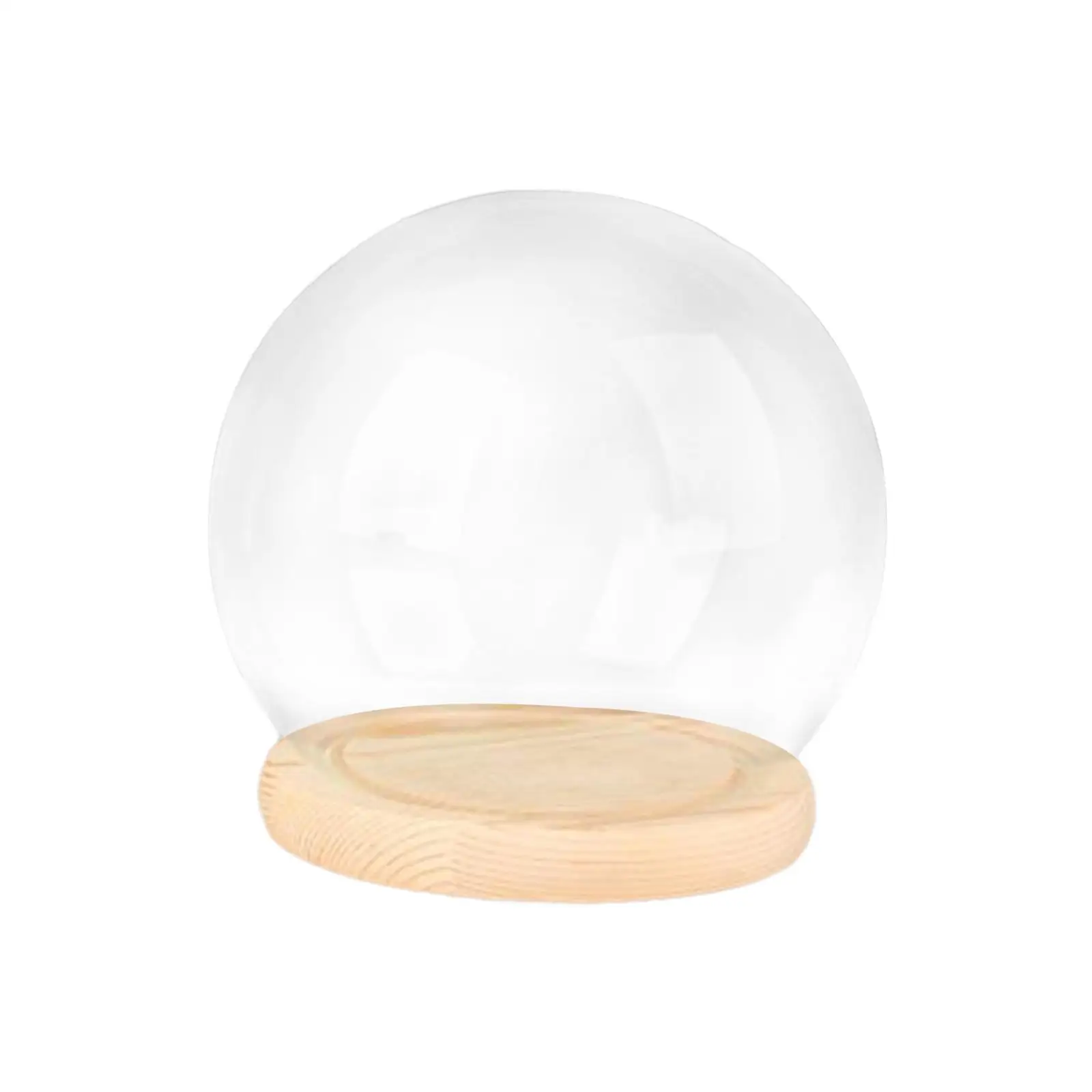 Glass Display Cloche Dome with Wood Base for Countertop Figures Dustproof Clear Case Tabletop Bell Doll Showcase Home Decoration
