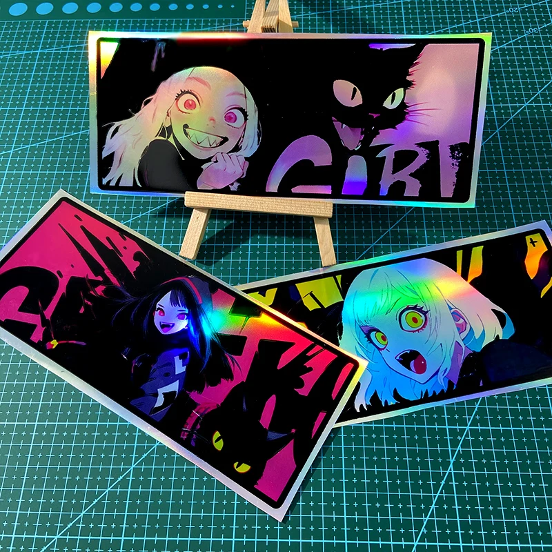 

1PC Reflective Laser Anime Peeking Eyes JDM Motorcycle Sticker Waterproof Motorbike Tank Electric Scooter Laptop Vinyl Decal