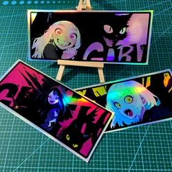 1PC Reflective Laser Anime Peeking Eyes JDM Motorcycle Sticker Waterproof Motorbike Tank Electric Scooter Laptop Vinyl Decal