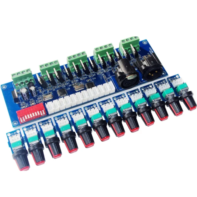 

DC 12V 24V Knob Switch 12 channels LED DMX512 decoder 4 groups 12CH*2A 24A DMX512 XRL 3P RJ45 controller For LED Lamp