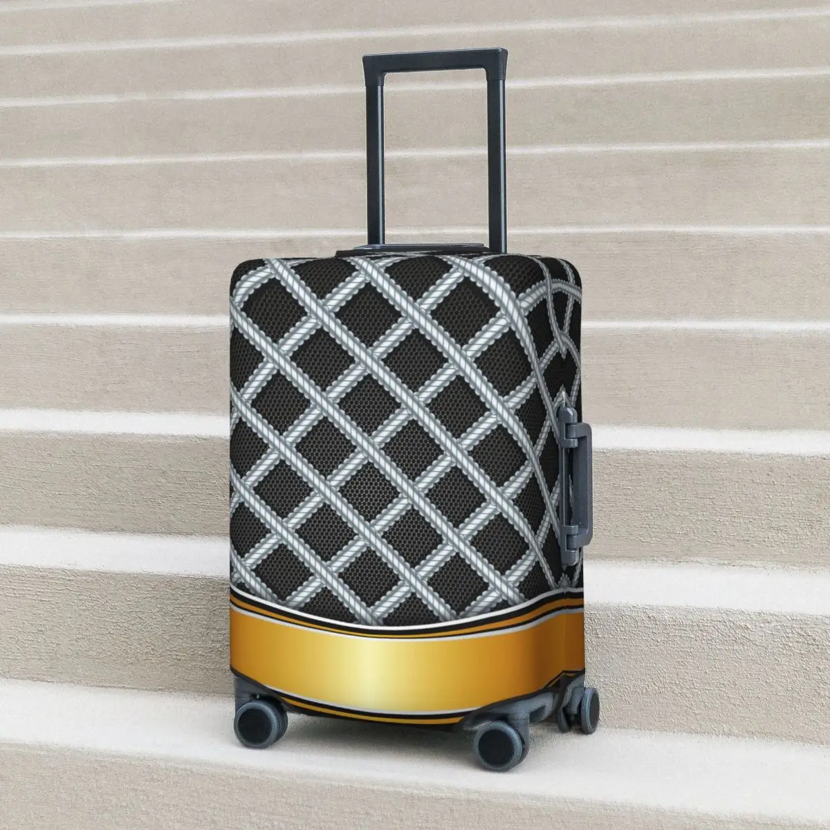 

Abstract Rhombus Print Suitcase Cover Geometric Fashion Business Flight Practical Luggage Accesories Protector