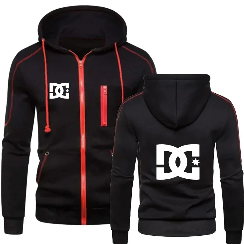 2025 جديد سترة غير رسمية هوديي تيار مستمر مطبوعة ملابس رياضية رجالية موضة قلنسوة بسحاب الصلبة الرجال ملابس رياضية ملابس رياضية دافئة غير رسمية