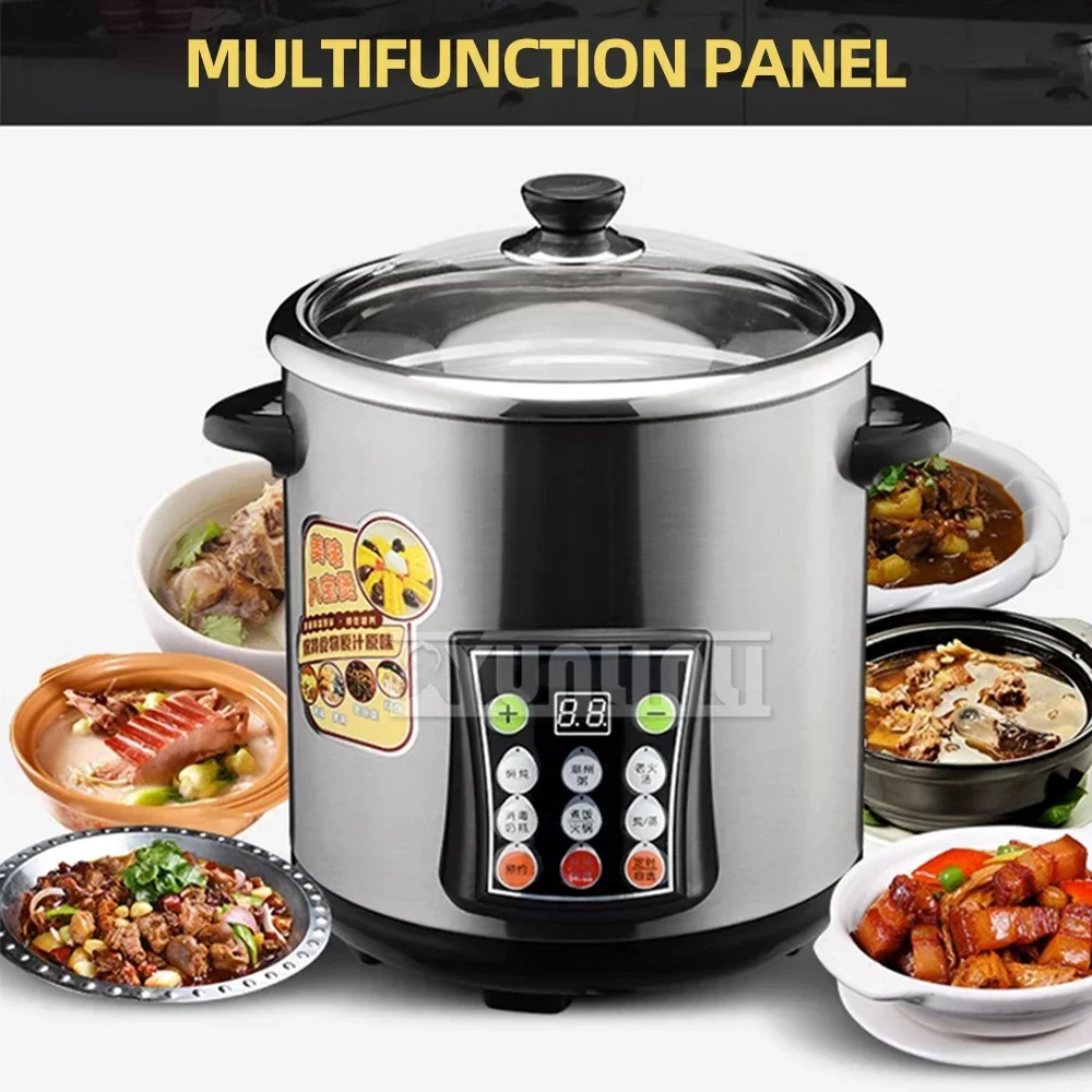 Household Multifunctional Stainless Steel Stew Pot High Capacity Electric Slow Cooker Home Appliances