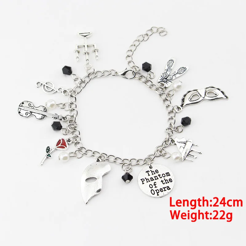 The Phantom Of The Opera Bracelets Mask Dance Guitar Charm Classic Bracelets For Women Fashion Jewelry chram Bangle lovers Gift