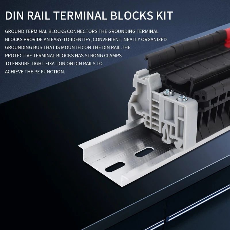 DIN Rail Terminal Blocks Kit Terminal+Ground Blocks+Aluminum Rail+End Brackets+End Covers+Jumpers Kits