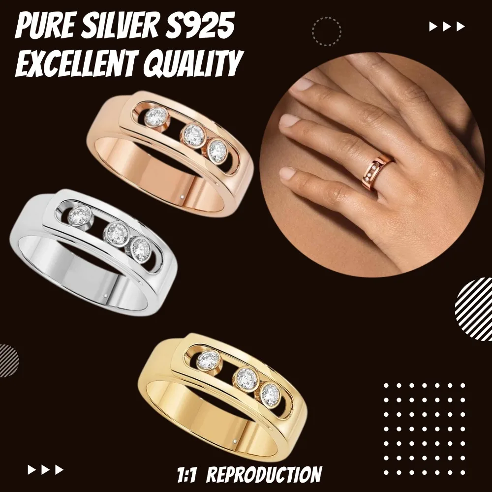 Classic Original Move Diamond Rings Sterling Silver 925 Earrings Luxury Brand Trend Jewelry Accessories for Women's Gifts