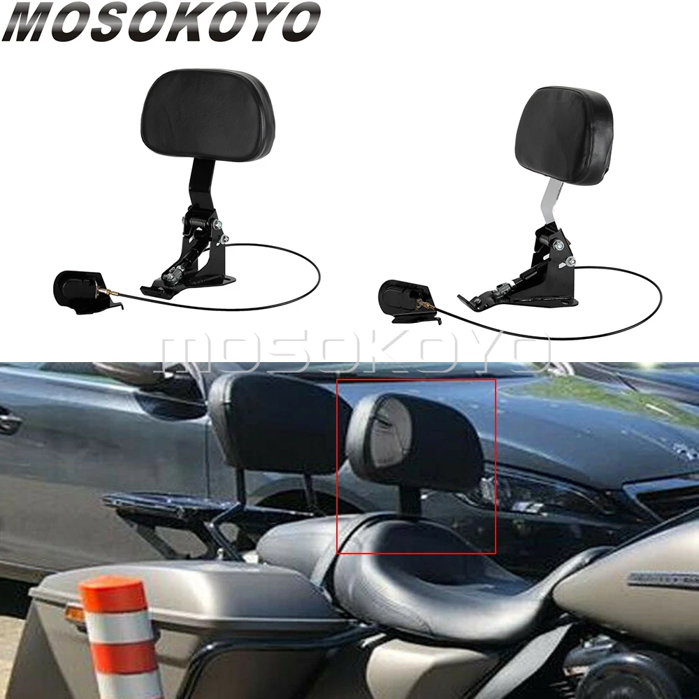 

Motocycle Leather Plug In Driver Rider Seat Adjustable Backrest For Harley Touring CVO FLHX FLHT FLHR FLTR FLTRX FLHTK FLTRXSE