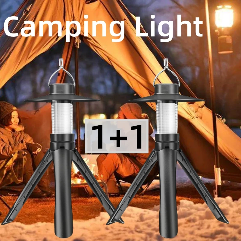 1/2PCS Camping Light Rechargeable Emergency Light Portable Tent Hanging Lamp Dimming for Outdoor Flashlight Outoor Desktop Lamp