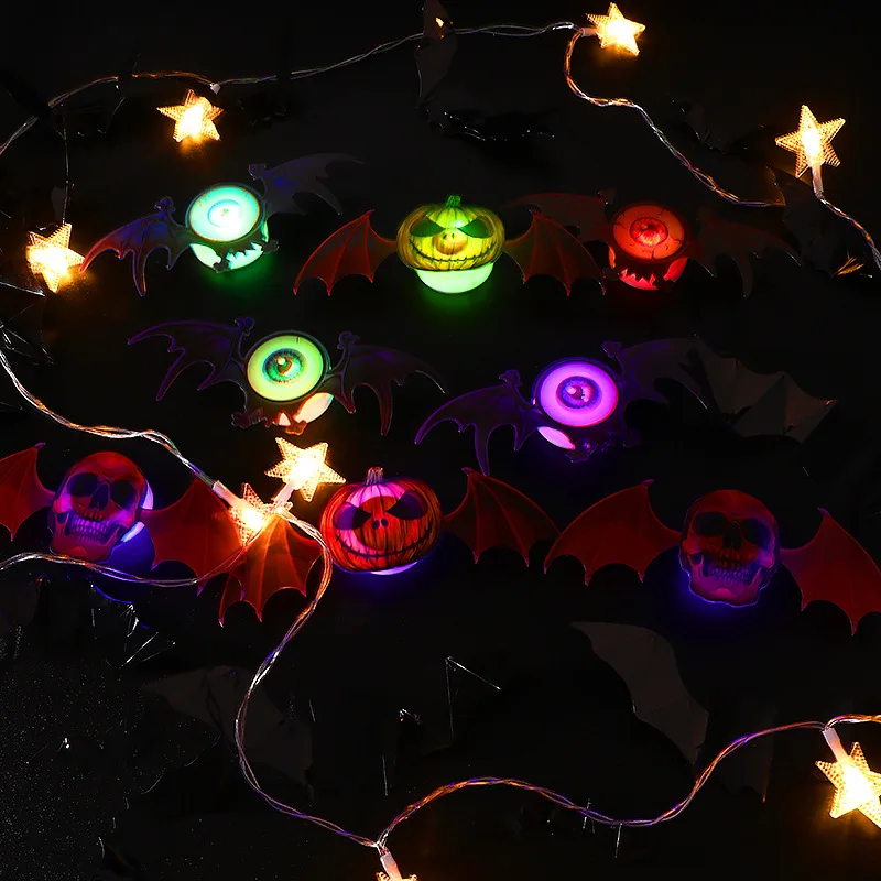 5Pcs 1Set Novelty Funny New Bat Halloween Little Night Light Ideas Light-emitting Toy Colorful Bat Halloween Room Decoration