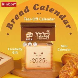 Kinbor 2025 Desk Calendar from Jan.-Dec., Toast Shape Small Vertical Notepad for Home Office School Daily Planner Creative Gift