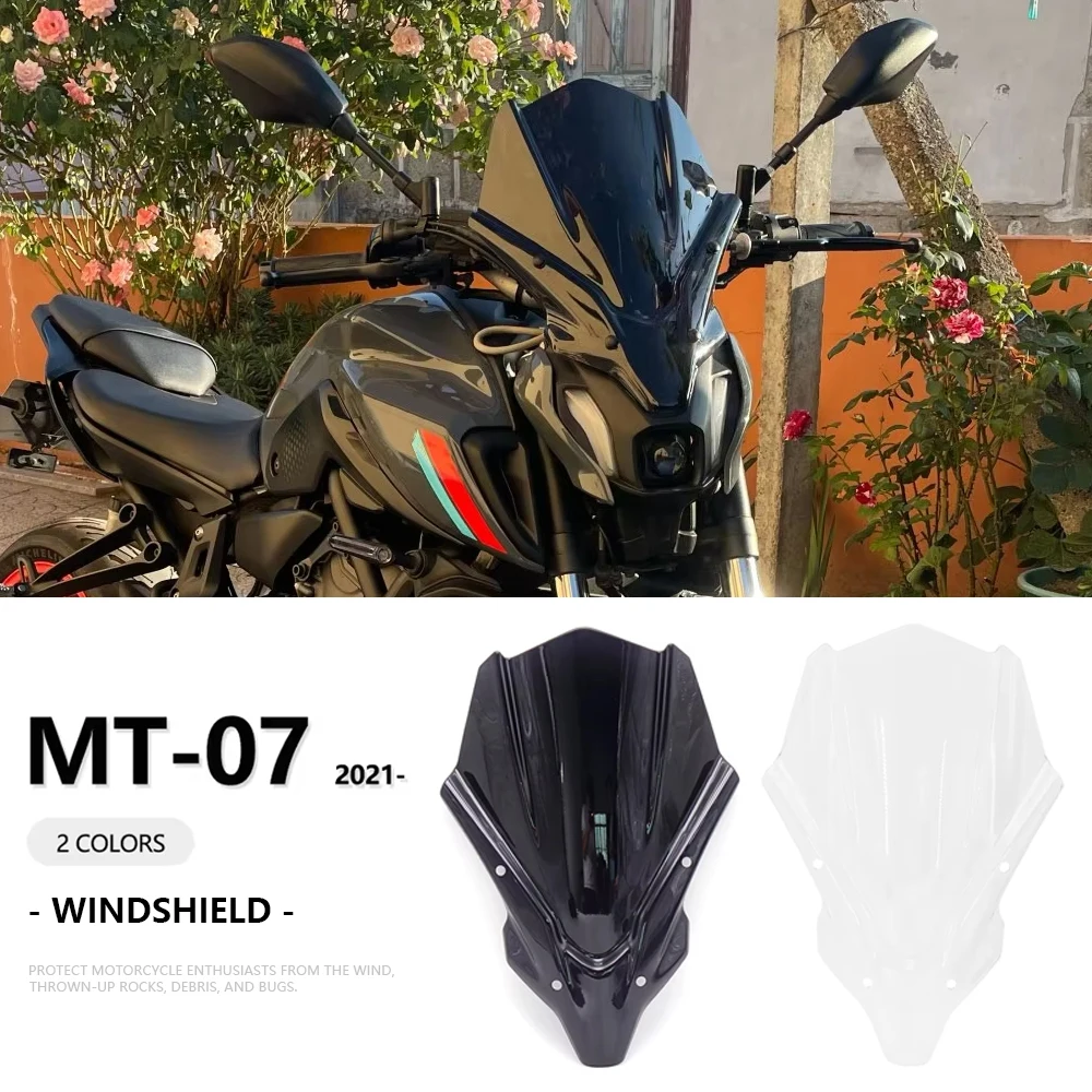 

New 2021- Motorcycle Windshield WindScreen Front Screen For Yamaha MT-07 MT 07 MT07 mt07 Accessoris Transparent/Smoke black