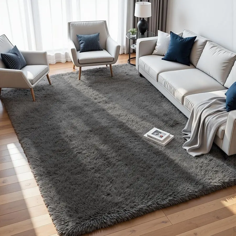 

Area Rugs for Living Room Ultra Soft Fluffy Shag Grey Rugs for Bedroom, NonSlip Large Fuzzy Plush Rug Indoor Floor Carpet for Nu