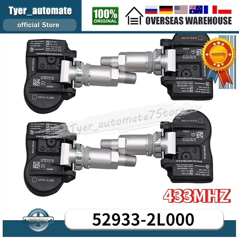 

52933-2L000 433 МГц Датчик TPMS 52933-2L600 Датчик контроля давления в шинах для Hyundai I10 [PA] I30 [FD] Kia Ceed [ED]