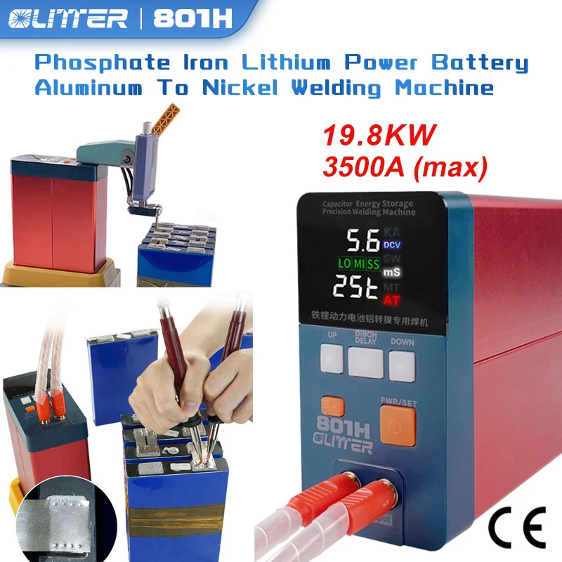 801H 3500A High Power Pulse Battery Spot Welder Iron Lithium Power Battery Aluminum To Nickel Conversion Welding Pulse Machine