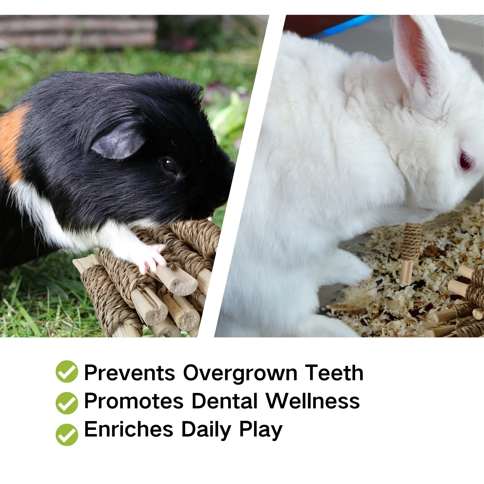 15 Pack Natural Water Grass Woven Sweet Bamboo Chew & Dental Interactive Toys for Rabbits, Guinea Pigs, Chinchillas and Hamsters view 4