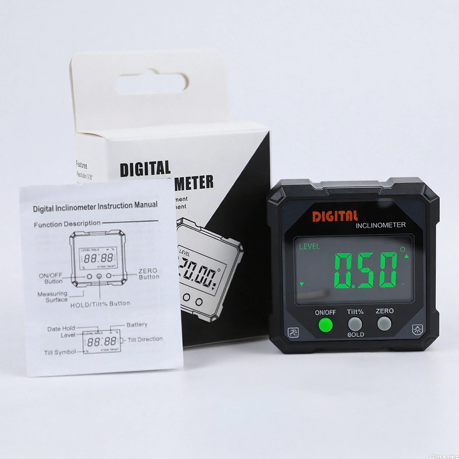 Jauge d'angle magnétique à 4 côtés, écran LED, inclinomètre Cube de précision, résistant à l'usure, boîte de niveau suspendue, outil de mesure pour le travail du bois