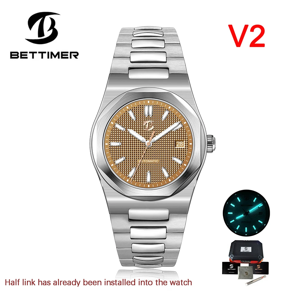 BETTIMER 2026 Luxury V2 Automatic Mechanical Men Watch PT5000 stainless steel Sapphire 10bat waterproof B8001 reloj hombre image 3