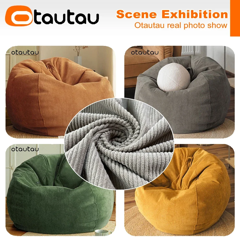 OTAUTAU Adults Children Corduroy Bean Bag Cover Without Filler Beanbag Pouf Chair Puff Salon Corner Seat Game Movie Sac DD005