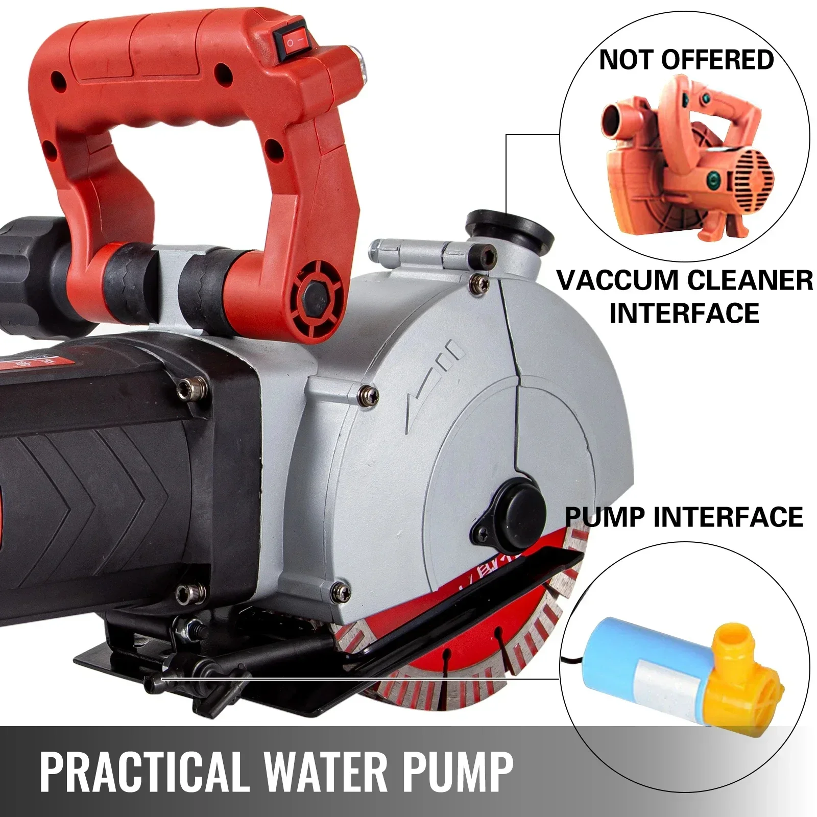 VEVOR 4800 واط الجدار المطارد قاطع الخرسانة الليزر الكهربائية تهدف الأخدود ماكينة تشقيب وتجعيد الألواح الكرتون 125 مللي متر منشار دائري قطع أداة السلطة مجموعة