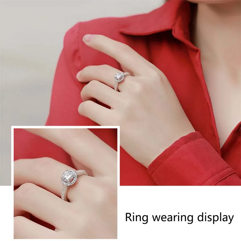 1 Carat/2 Carat D Color Moissanite Ring Adjustable Opening Wedding Band 100% 925 Sterling Silver Lab Diamond Bubble Fine Rings