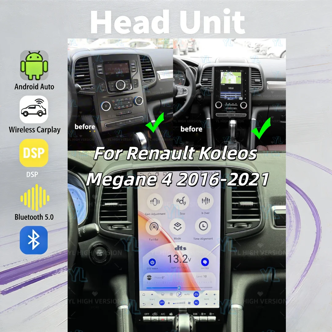 RC 14.5inch For Renault Koleos/Megane 4 2016-2019 Android 14 Octa Core  Car Multimedia Player Stereo Radio Unit Bluetooth 5.0 4G