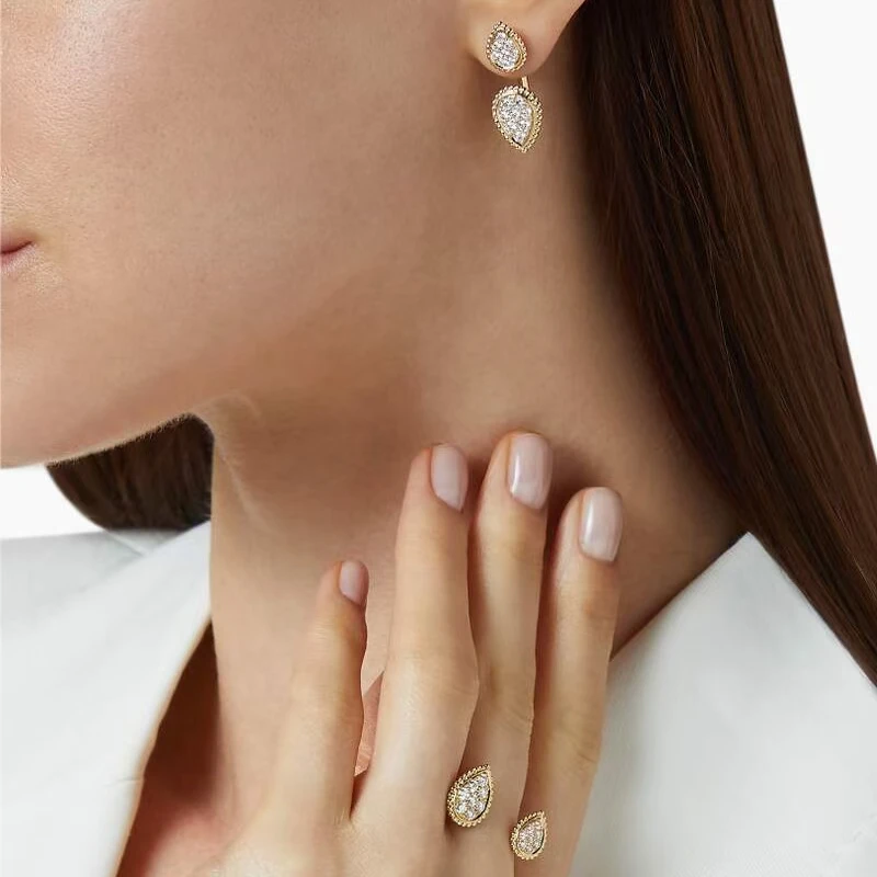 Ottone con oro 18 carati staccabili doppi occhi orecchini gioielli da donna partito Boho T spettacolo abito pista raro coreano giappone Trendy INS