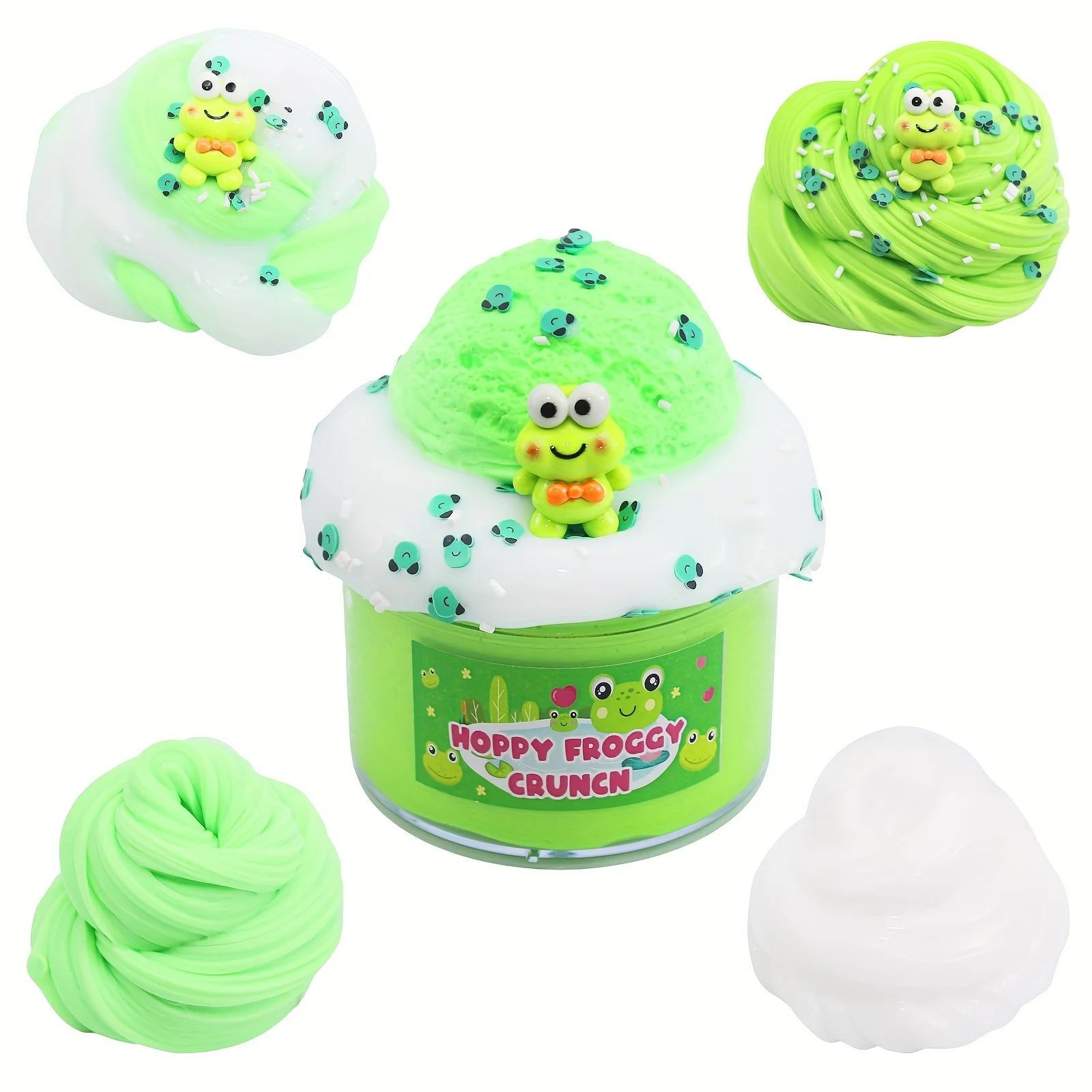 DIY Green Frog Slime Set, Handmade Toy, Children's Toy, Stress Relieving Gift, Odorless, Stretchable Clay Toy, Slime Combination