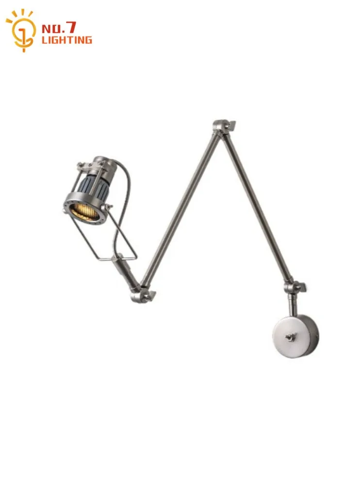 Medieval Bauhaus Swing Arm Long Pole Wall Lamp LED E27 Industrial Foldable Designer Wall Mounted Reading Bedside Studio Study