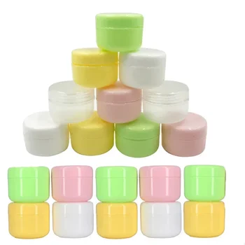 10Pcs 10g-100g Round Plastic Cosmetics Jars with Screw Lids & Liners Lotion Sample Containers For Makeup Lip Balm Face Creams