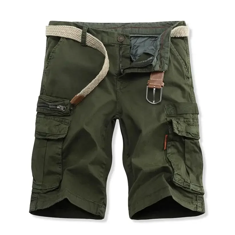 Men Summer Cargo Shorts Casual Tool Shorts High Quality Man Military Multi Pocket Pants Loose Cargo Pants No belts Size 40