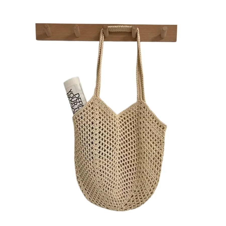 

New fashion leisure large capacity woven bag hollow straw women's bag casual daily lazy wind shoulder vacation beach bags