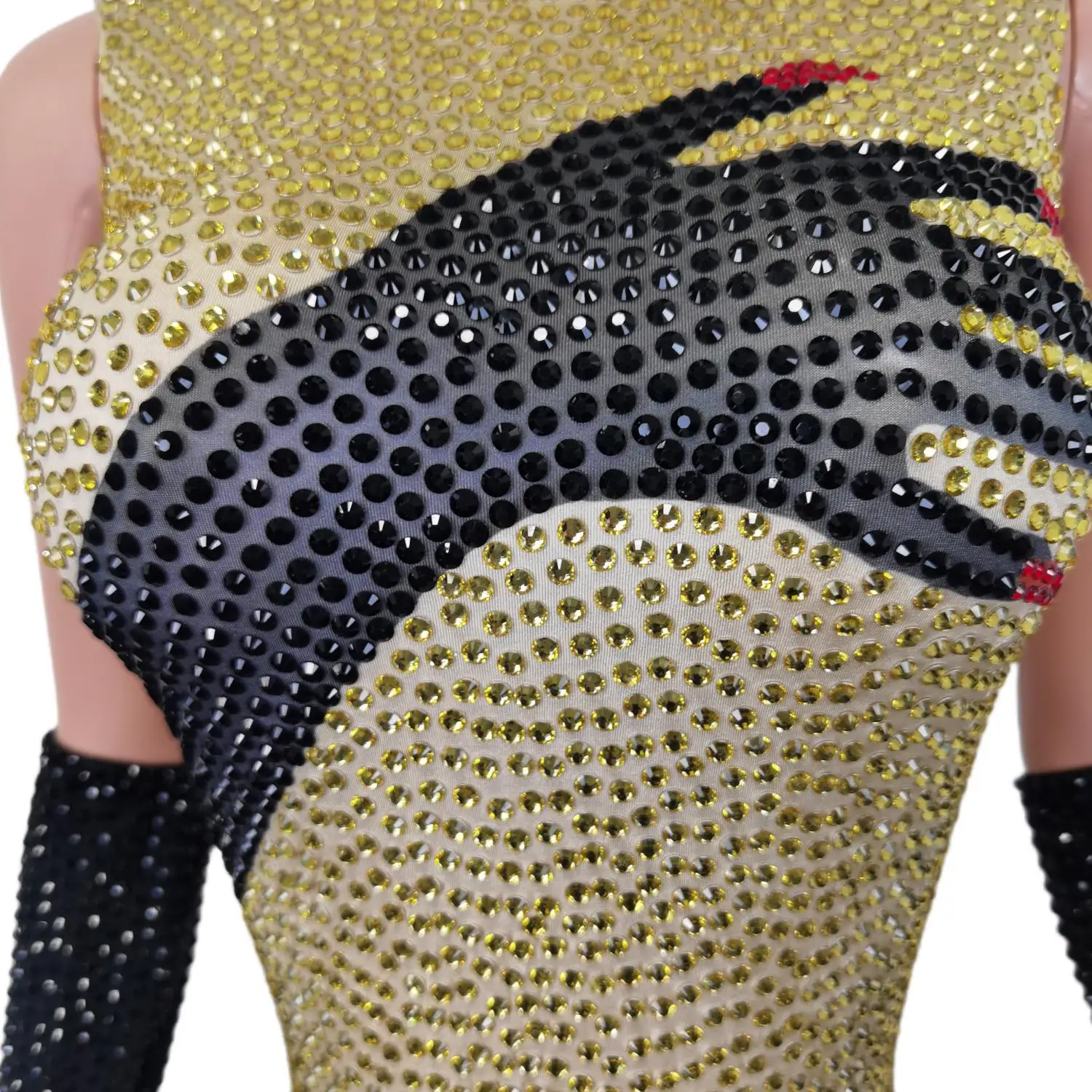 Women Shinny Jumpsuits with Gloves Sparkly Brand Design Black Gloves Night Bar Showgirl Gogo Costumes Sexy Queen Outfits Heishou