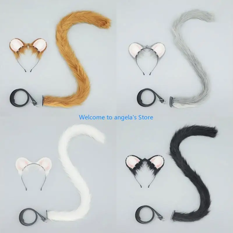 X4YC Chuột Trang Phục Chuột Đầu Đuôi Chuột Lông Thú Giả Đuôi Thú Dây Đeo Đầu