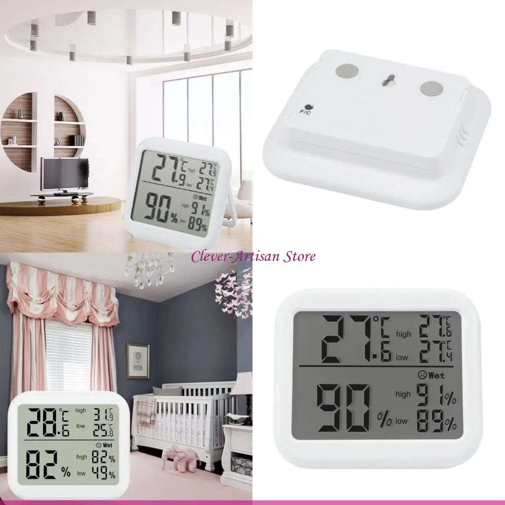 

E06B Automatic Electronic Temperature Humidity Monitor Clock LCD Digital Screen