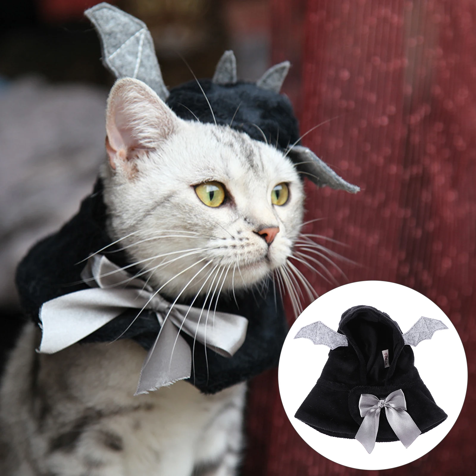 

Cape for Dogs Black Bat Design Stylish Cool Smooth Material Comfortable Wear Dog Clothes Halloween Party Costume Performance